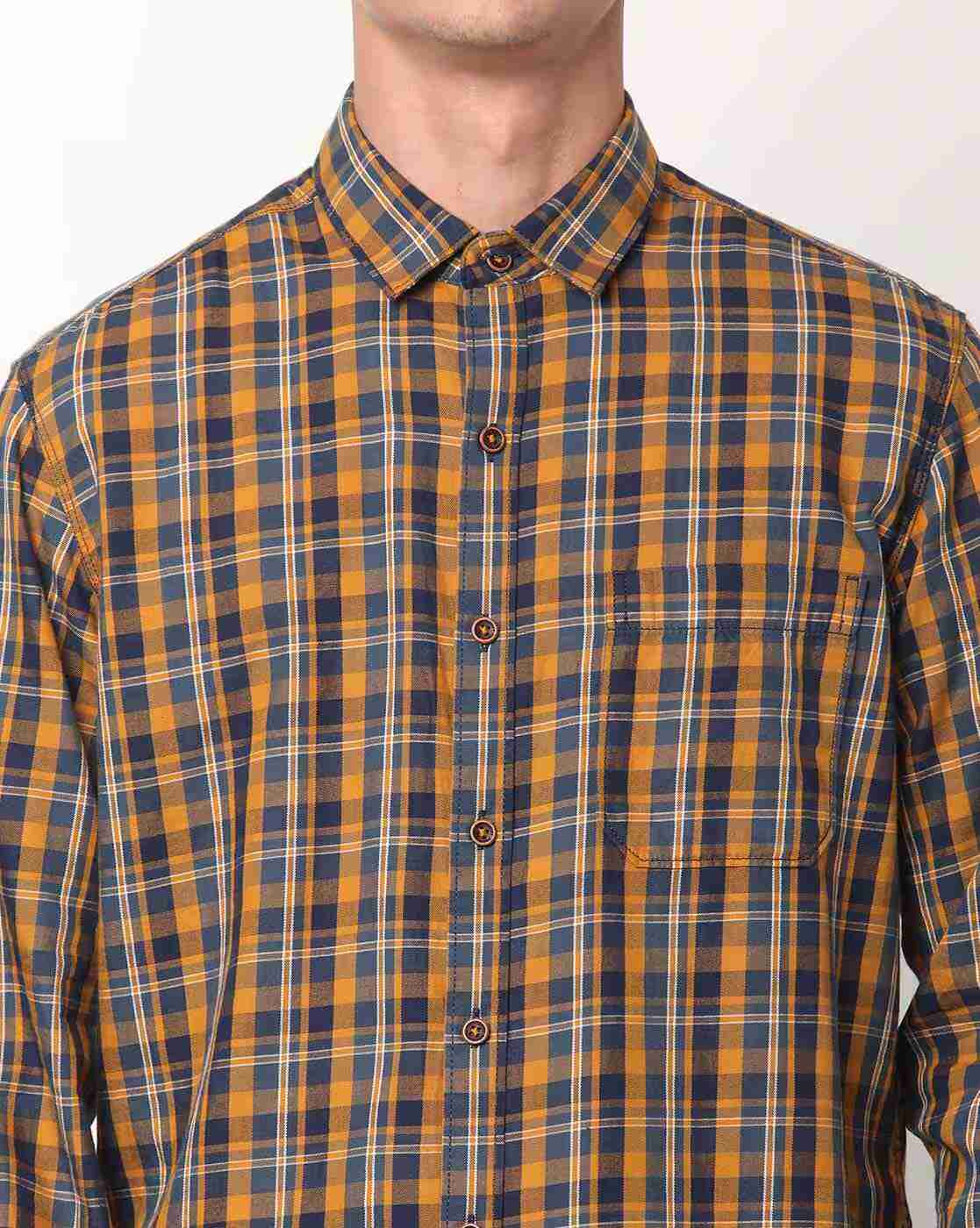 JOHN PLAYERS | Checked Extra Slim Fit Shirt with Patch Pocket|2