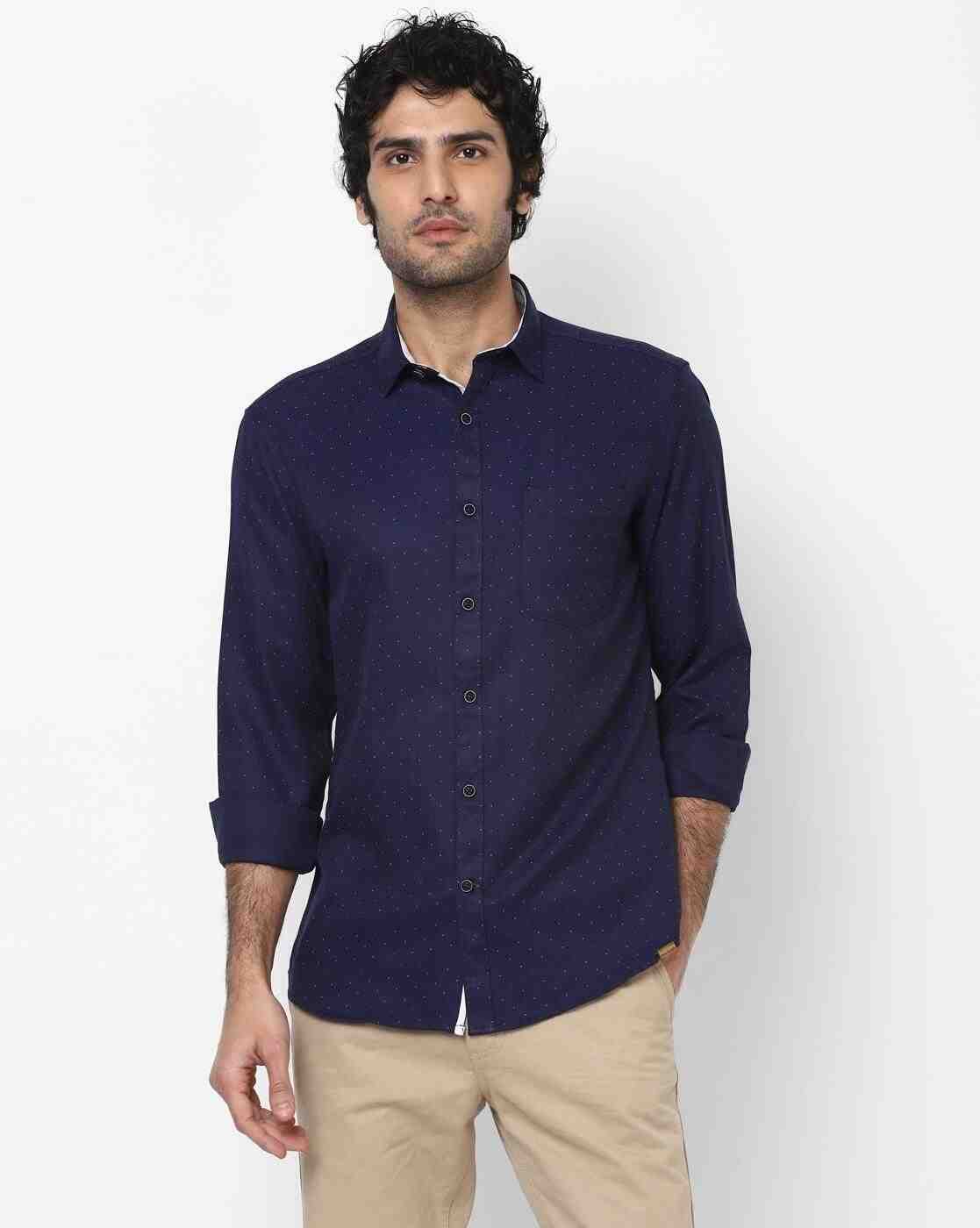 Polka-Dot Print Slim Fit Shirt