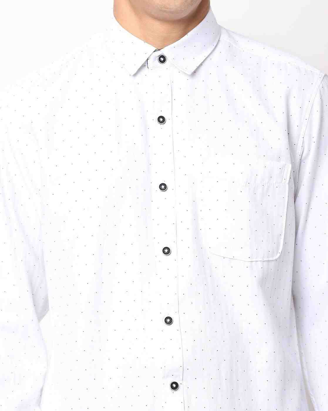 John Players | Polka-Dot Print Extra Slim Fit Shirt|2