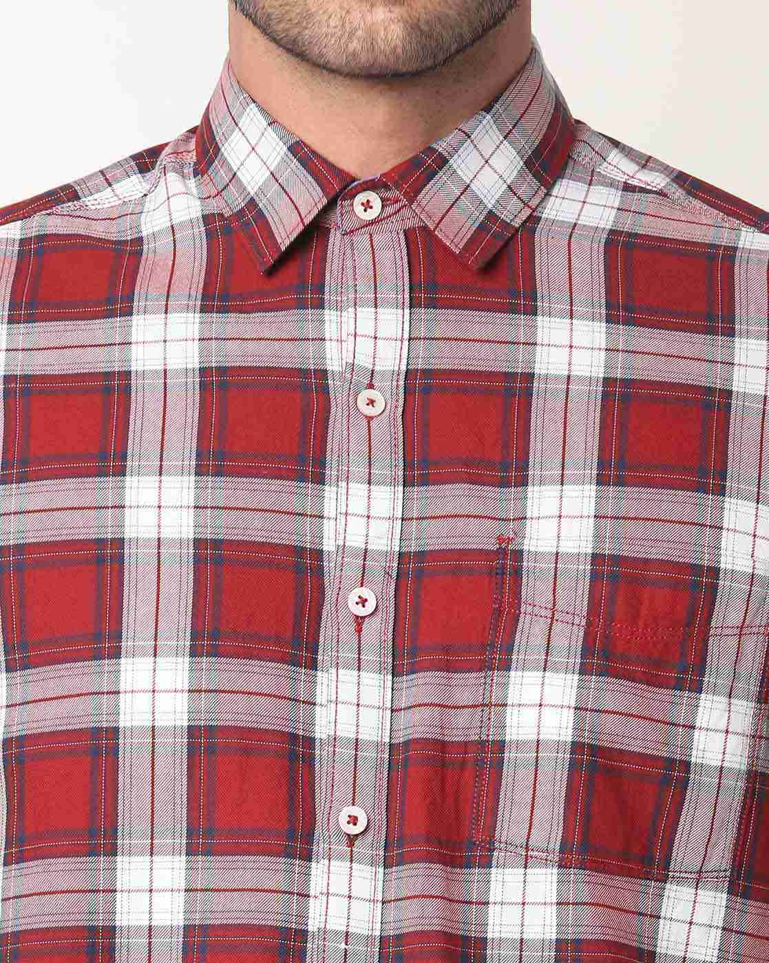 JOHN PLAYERS | Checked Extra Slim Fit Shirt with Patch Pocket|2