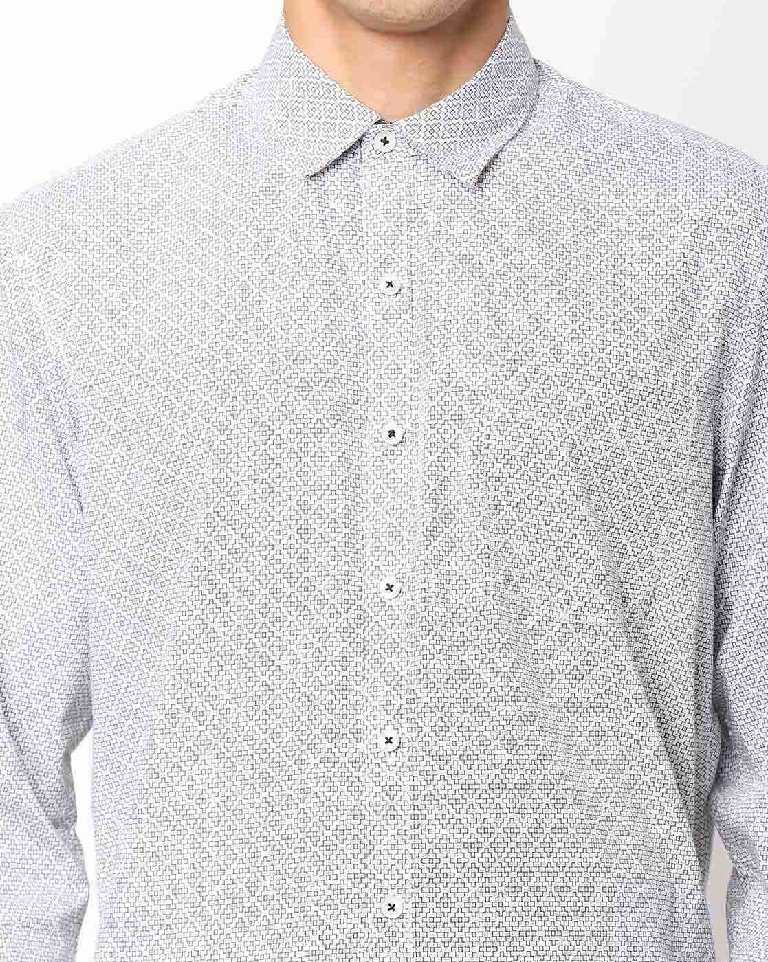 JOHN PLAYERS | Printed Extra Slim Fit Shirt with Patch Pocket|2