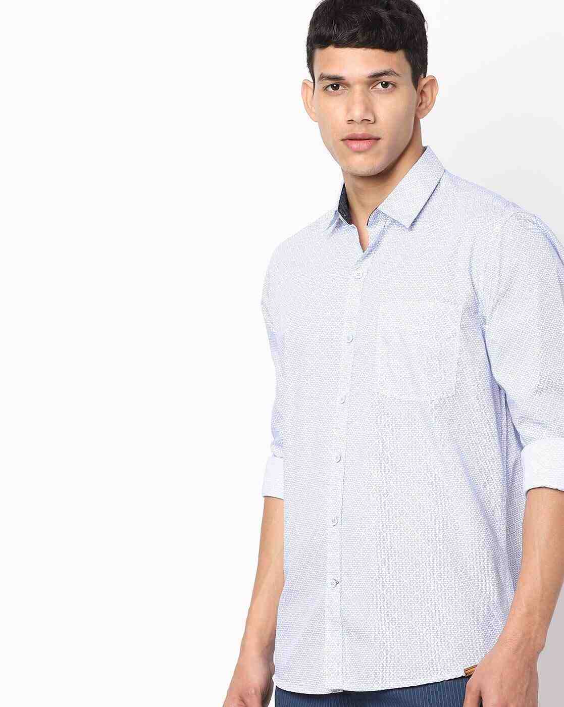 Printed Extra Slim Fit Shirt with Patch Pocket