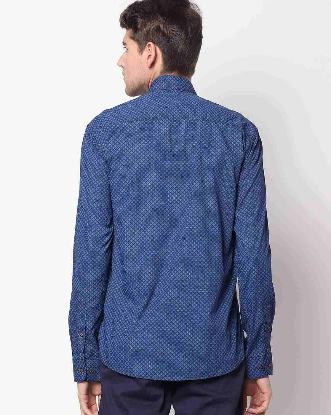 JOHN PLAYERS | Printed Extra Slim Fit Shirt with Buttoned Patch Pocket|1