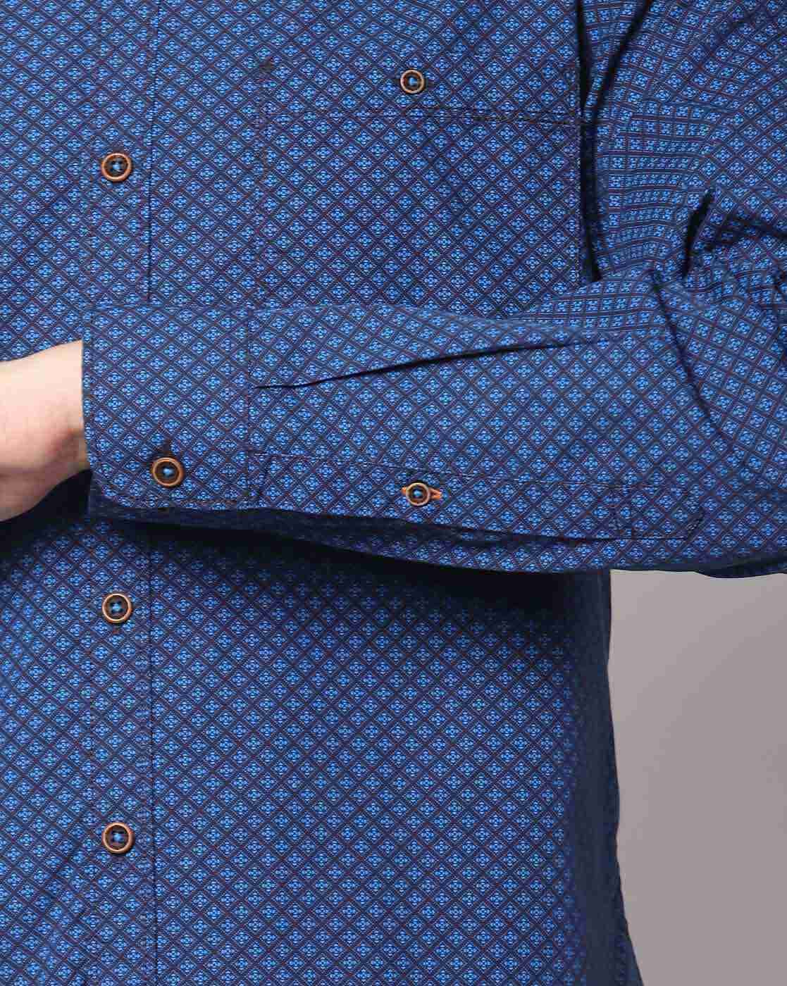 JOHN PLAYERS | Printed Extra Slim Fit Shirt with Buttoned Patch Pocket|3