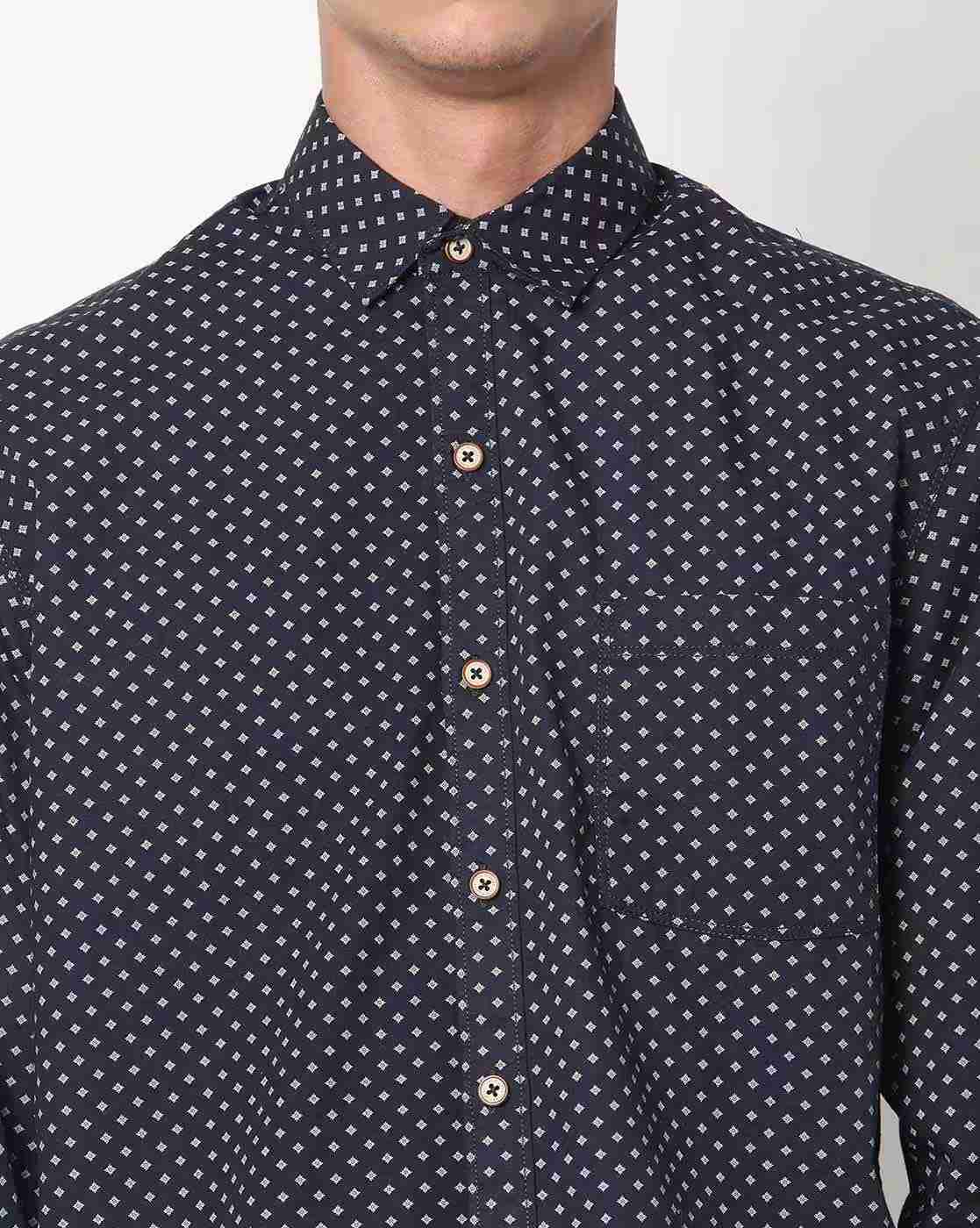 JOHN PLAYERS | Printed Extra Slim Fit Shirt with Patch Pocket|2