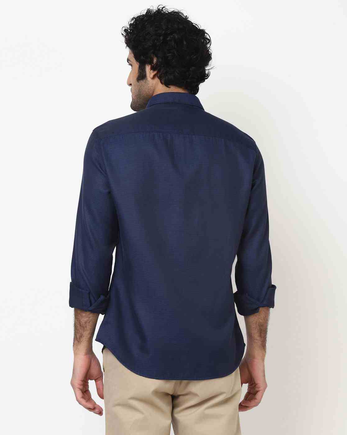 JOHN PLAYERS | Slim Fit Shirt with Patch Pocket|1