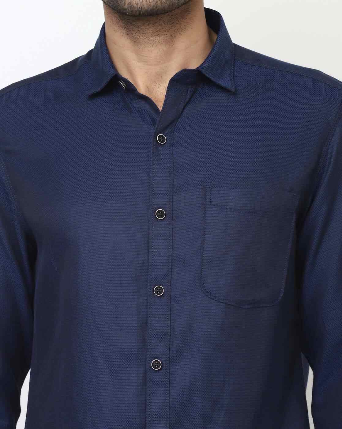 JOHN PLAYERS | Slim Fit Shirt with Patch Pocket|2