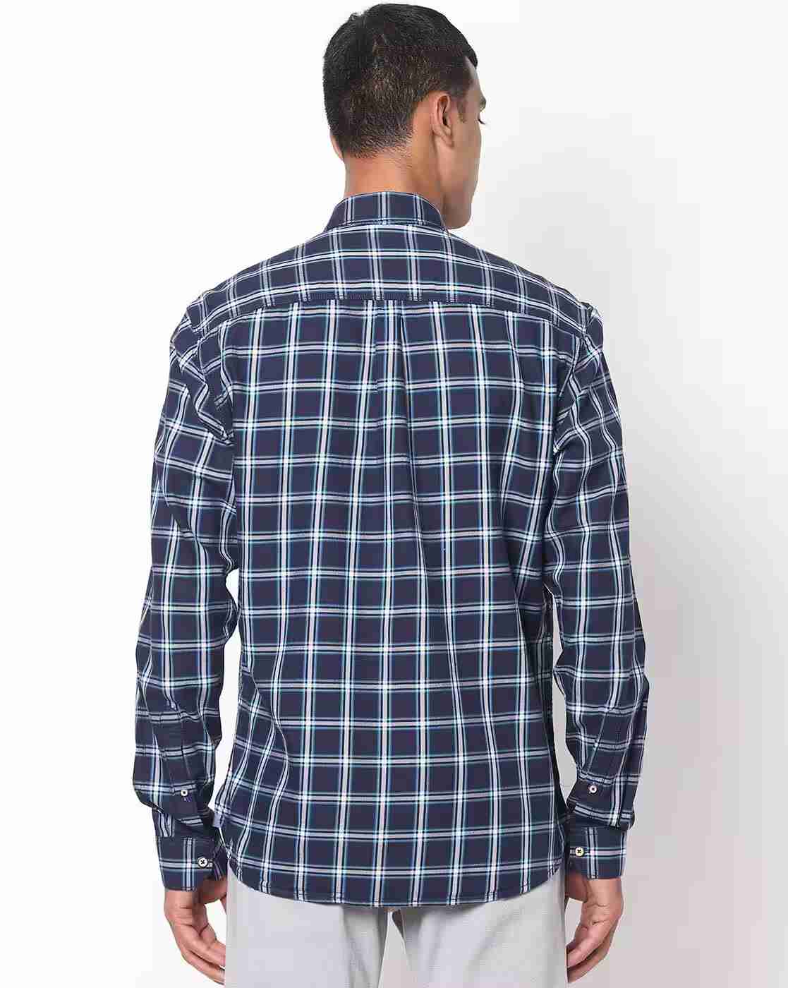 JOHN PLAYERS | Checked Slim Fit Shirt with Patch Pocket|1