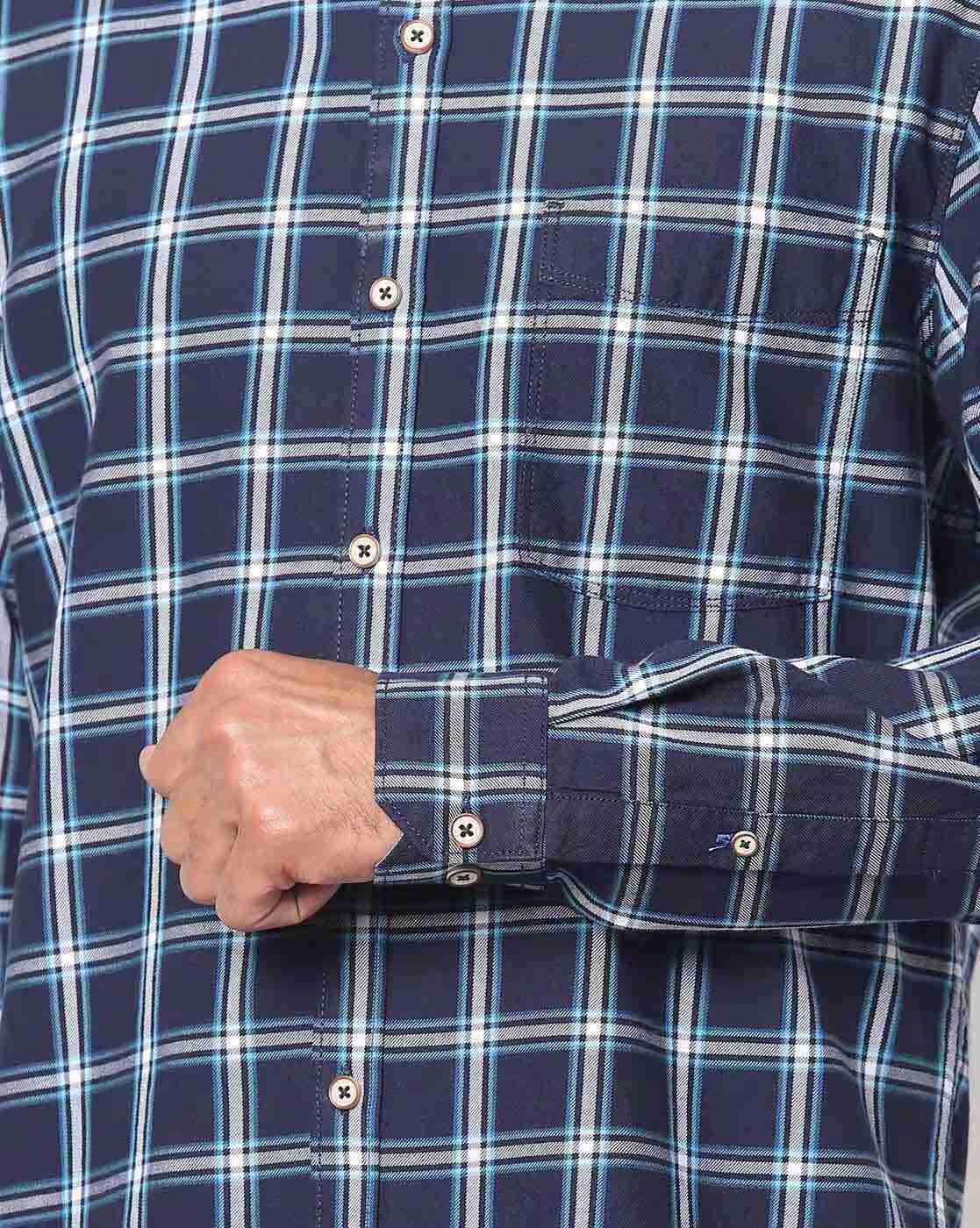 JOHN PLAYERS | Checked Slim Fit Shirt with Patch Pocket|3