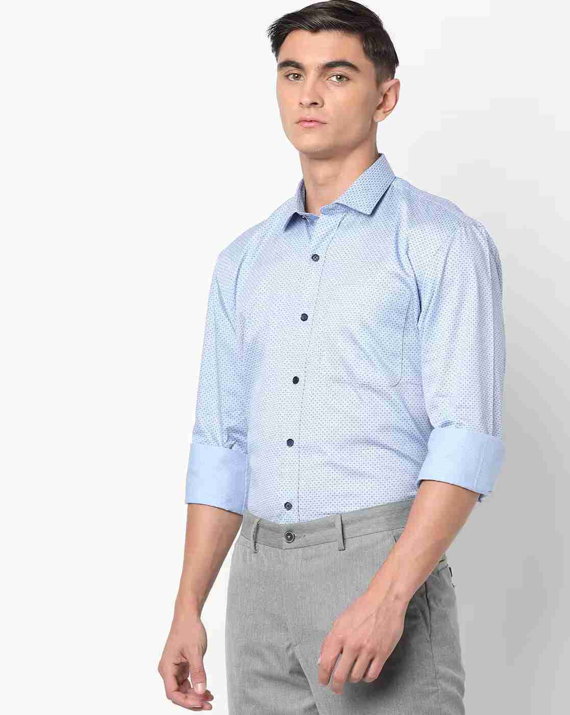 JOHN PLAYERS | Printed Spread-Collar Shirt with Patch Pocket|0