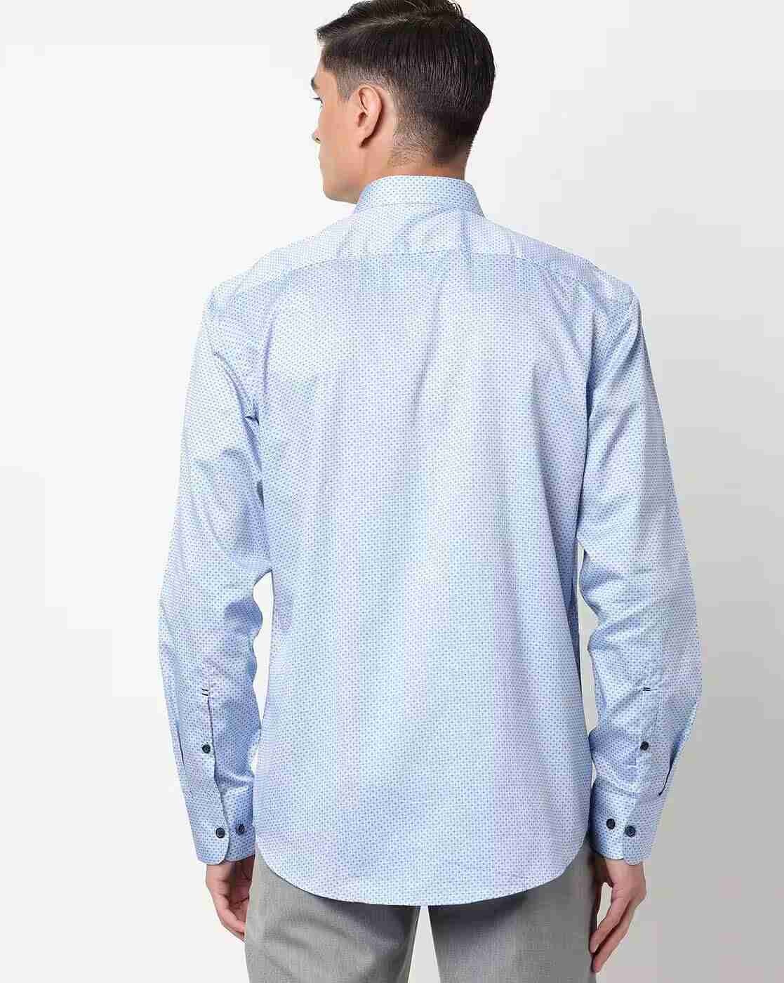 JOHN PLAYERS | Printed Spread-Collar Shirt with Patch Pocket|1