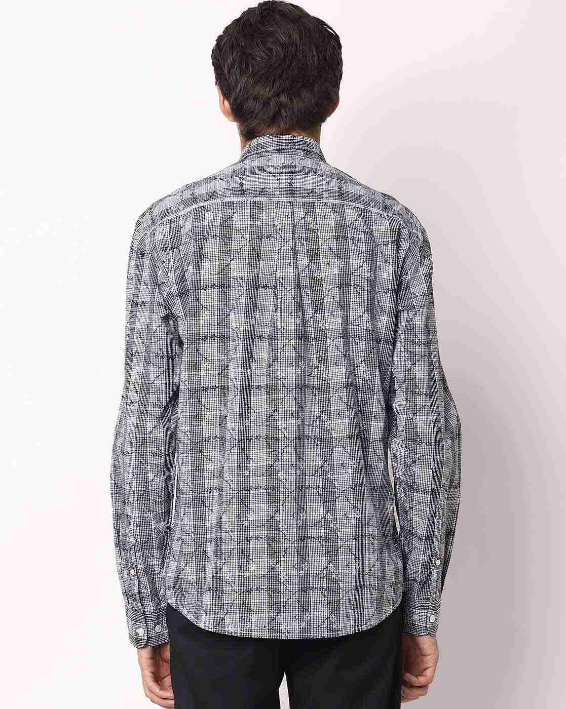 JOHN PLAYERS | Checked Exra Slim Fit Shirt with Patch Pocket|1