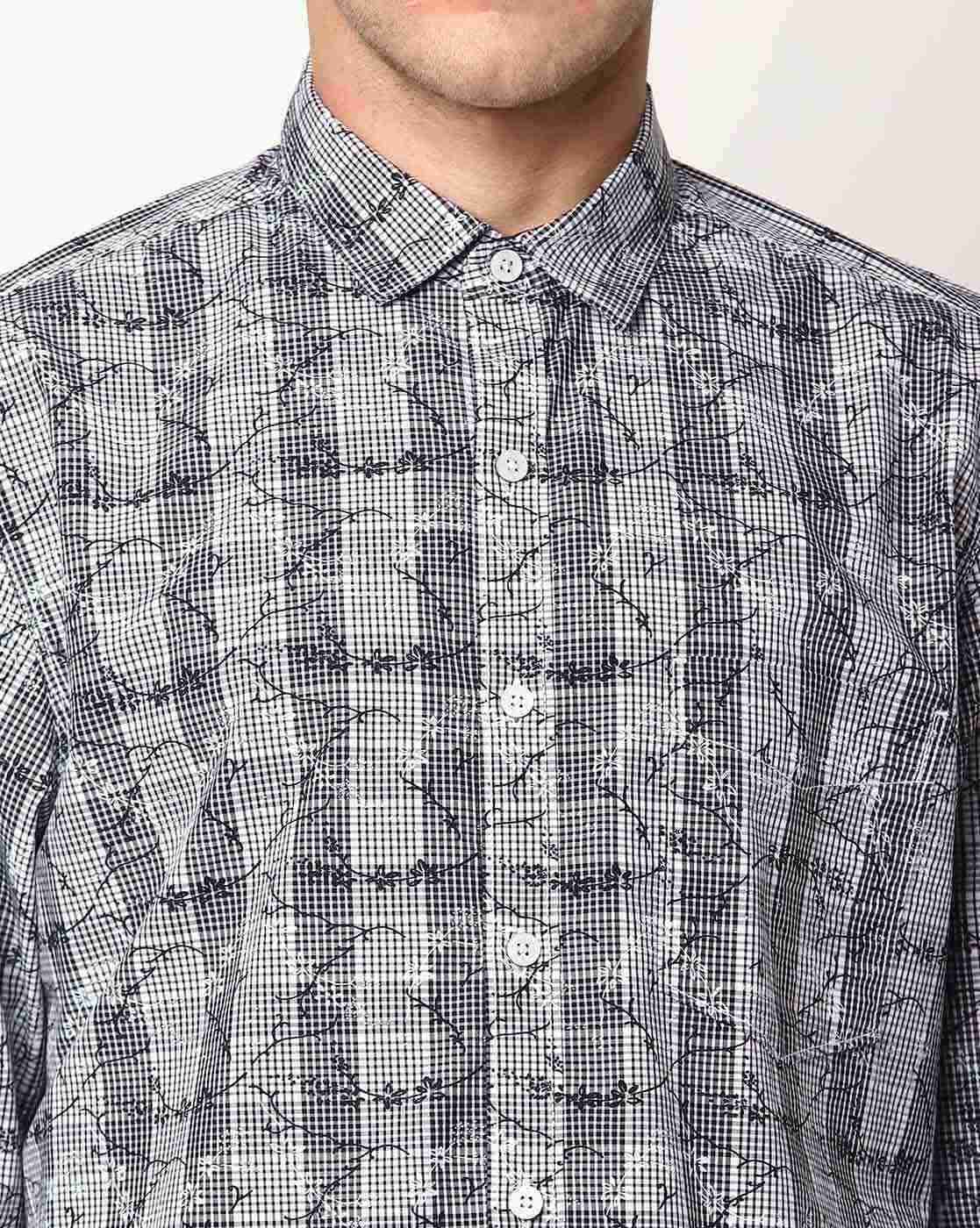 JOHN PLAYERS | Checked Exra Slim Fit Shirt with Patch Pocket|2