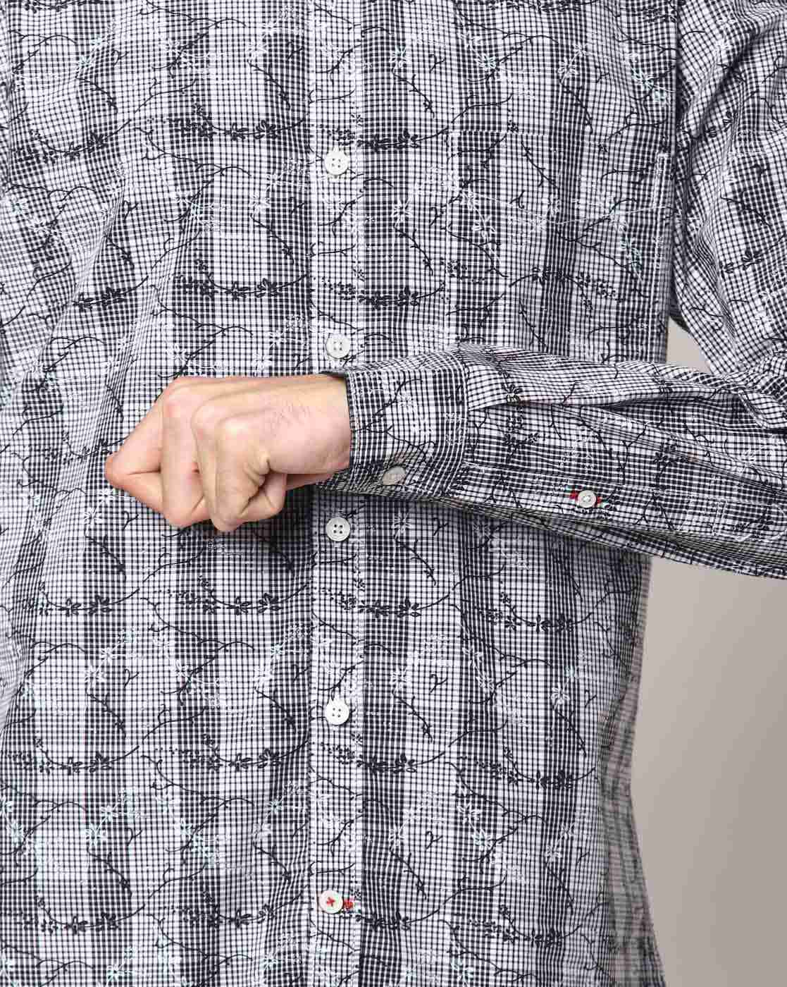 JOHN PLAYERS | Checked Exra Slim Fit Shirt with Patch Pocket|3