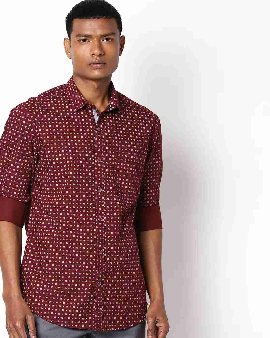 JOHN PLAYERS | Geometric Print Extra Slim Fit Shirt with Patch Pocket|0