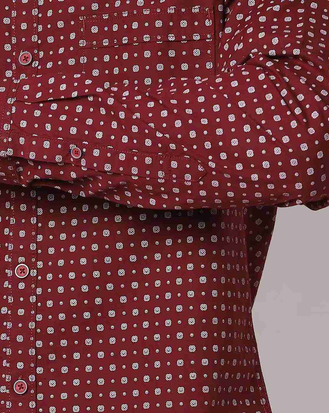 JOHN PLAYERS | Geometric Print Extra Slim Fit Shirt with Patch Pocket|3