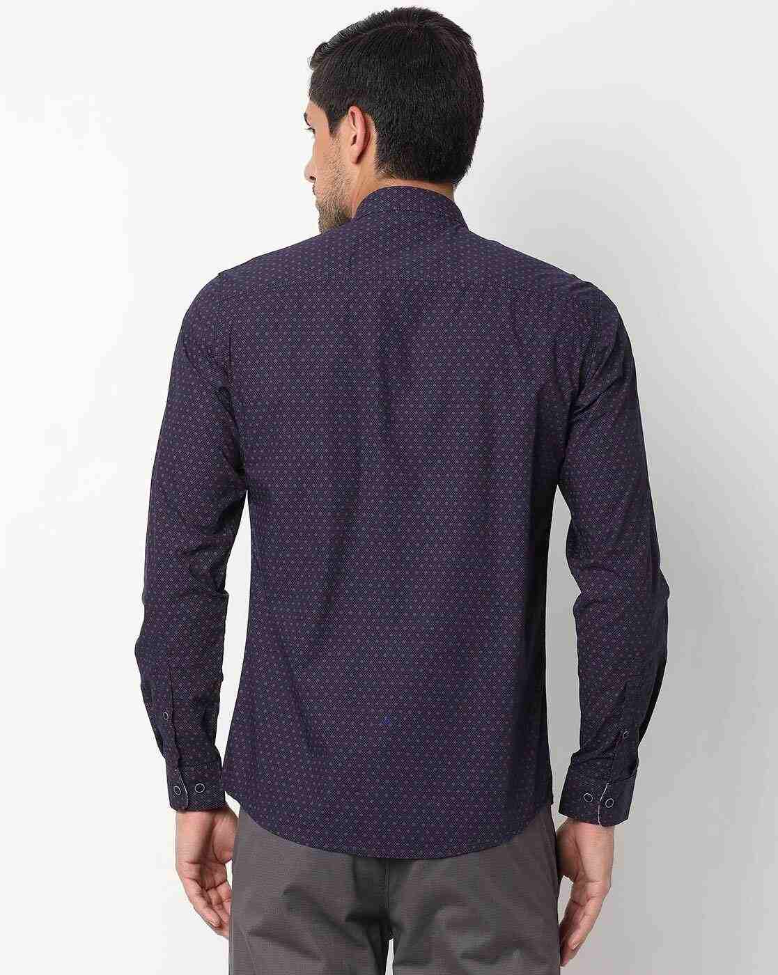 JOHN PLAYERS | Men Printed Extra Slim Fit Shirt with Patch Pocket|1