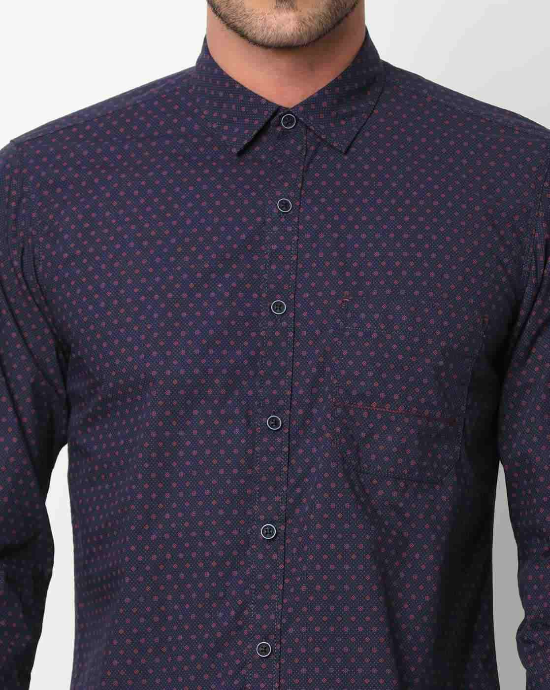 JOHN PLAYERS | Men Printed Extra Slim Fit Shirt with Patch Pocket|2