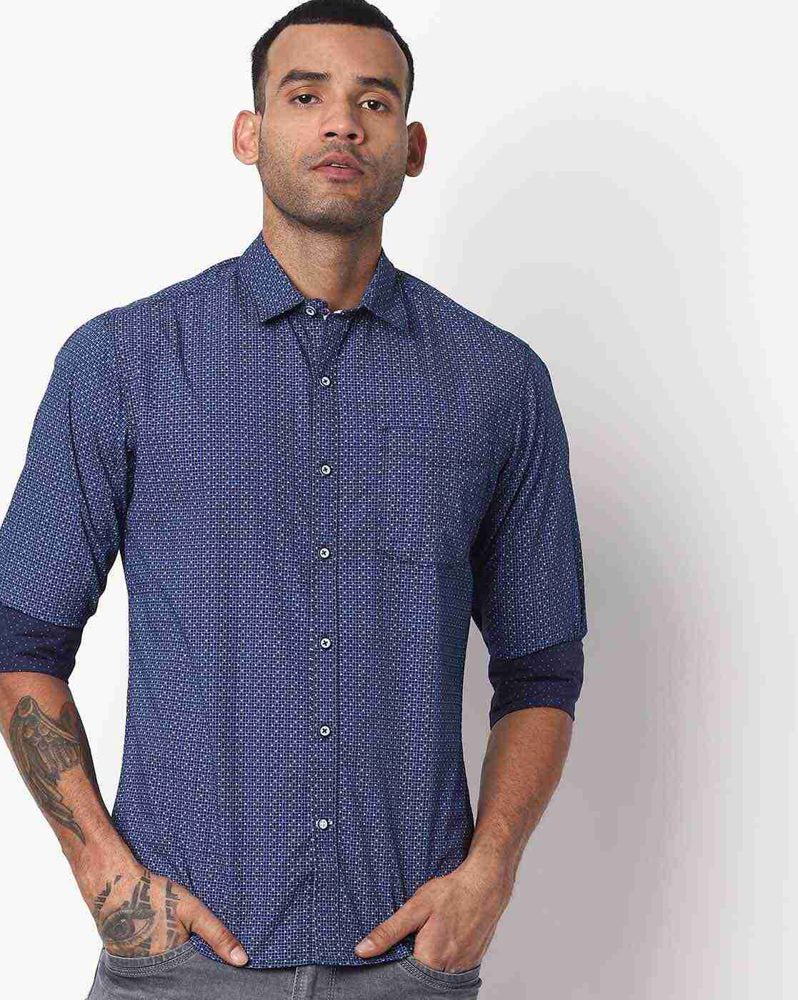 JOHN PLAYERS | Micro Print Slim Fit Shirt with Patch Pocket|0