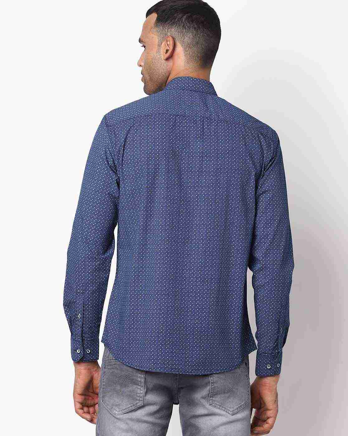 JOHN PLAYERS | Micro Print Slim Fit Shirt with Patch Pocket|1