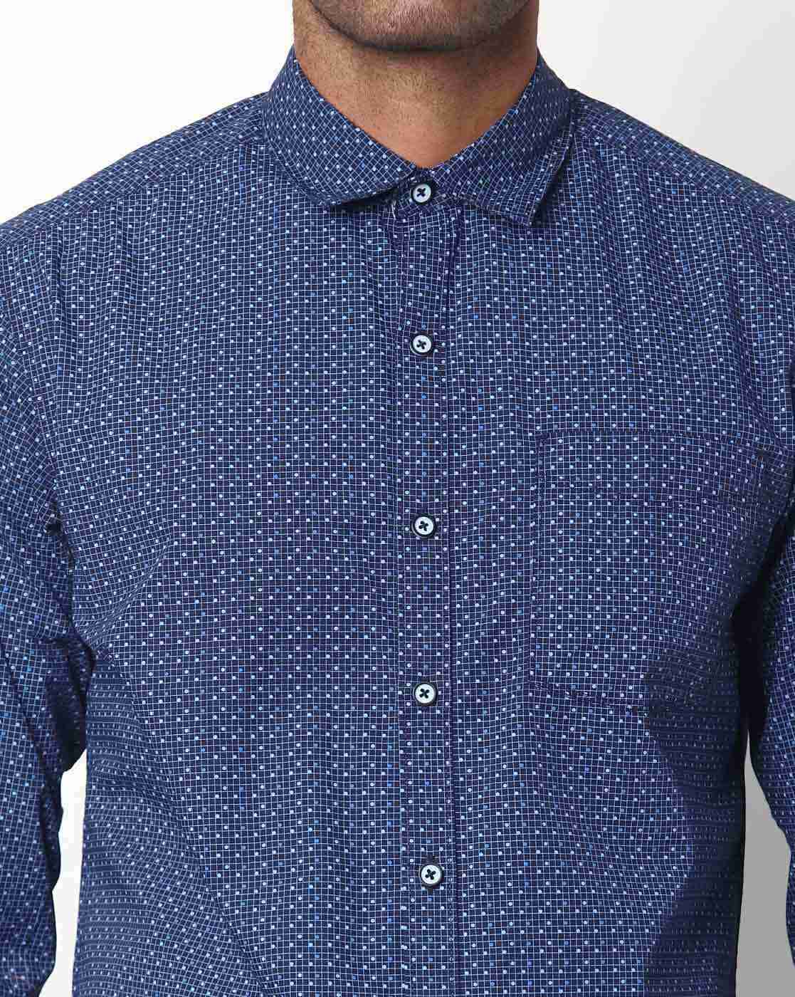 JOHN PLAYERS | Micro Print Slim Fit Shirt with Patch Pocket|2