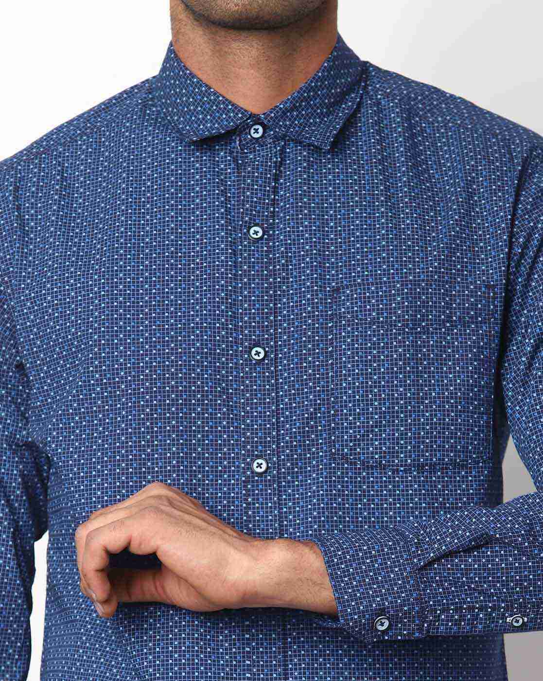 JOHN PLAYERS | Micro Print Slim Fit Shirt with Patch Pocket|3