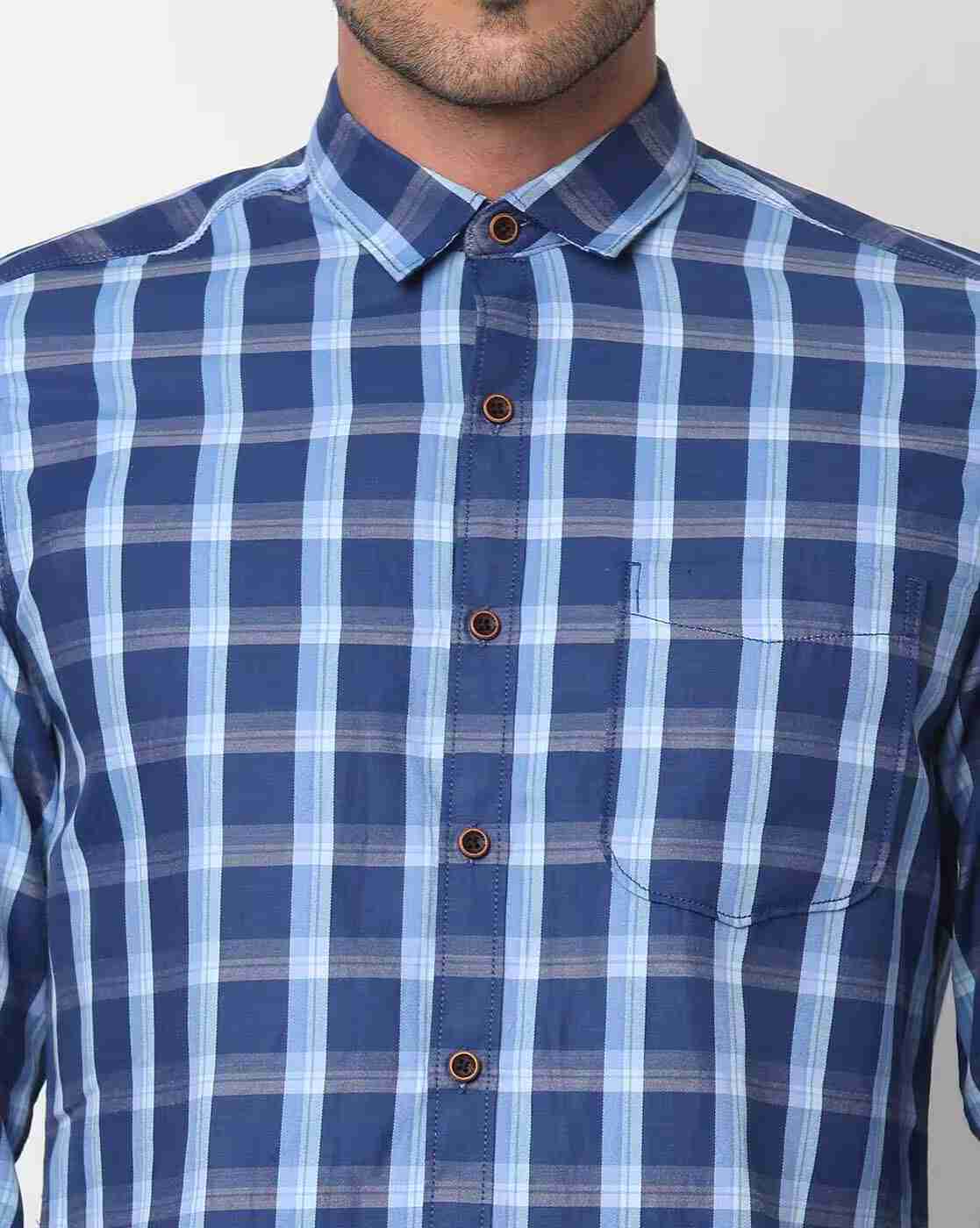 JOHN PLAYERS | Checked Slim Fit Shirt with Patch Pocket|2