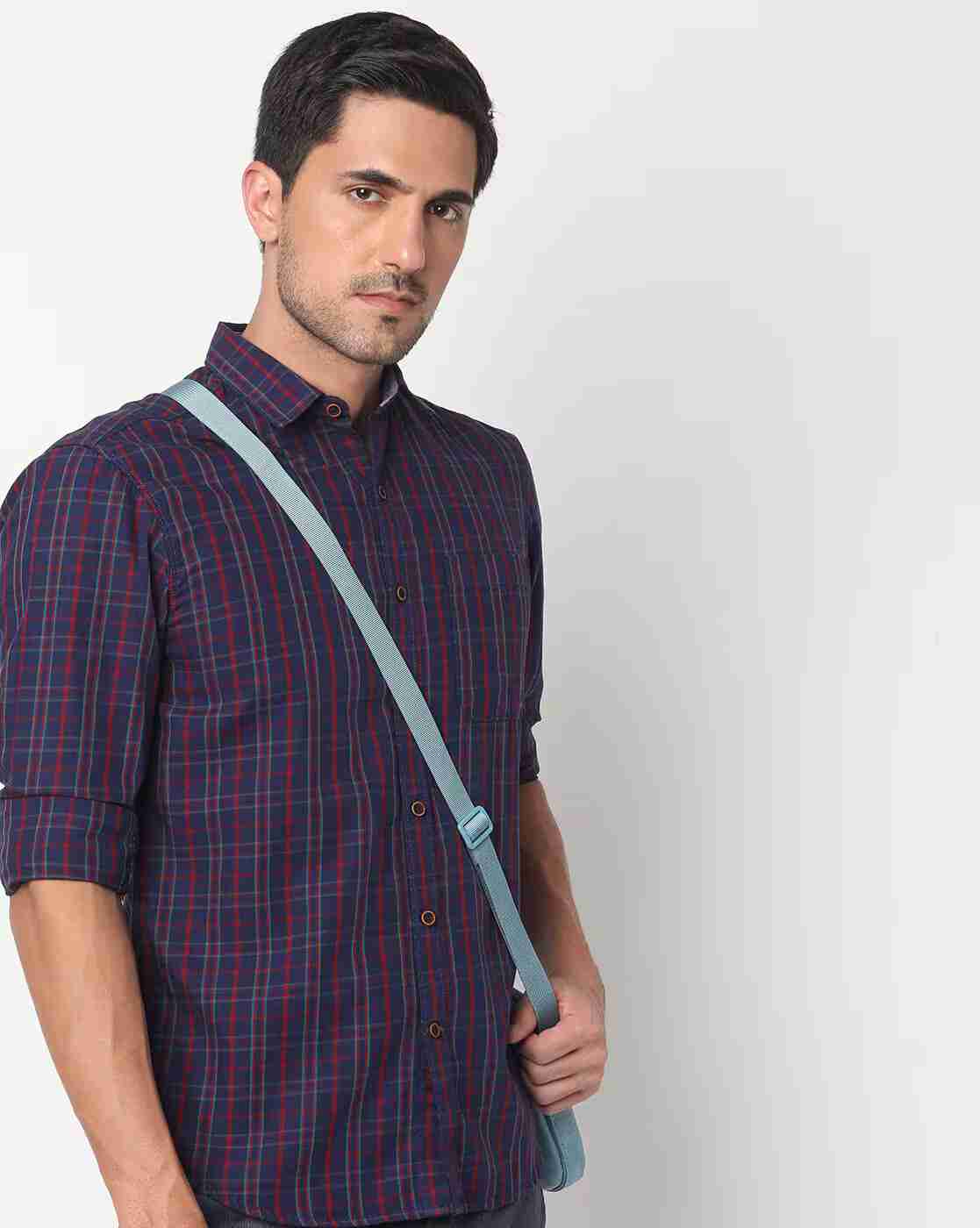 JOHN PLAYERS | Checked Slim Fit Shirt|0