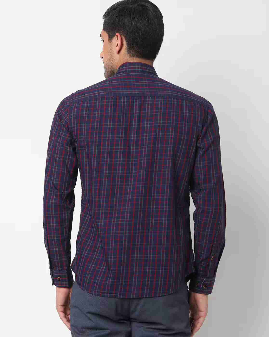 JOHN PLAYERS | Checked Slim Fit Shirt|1