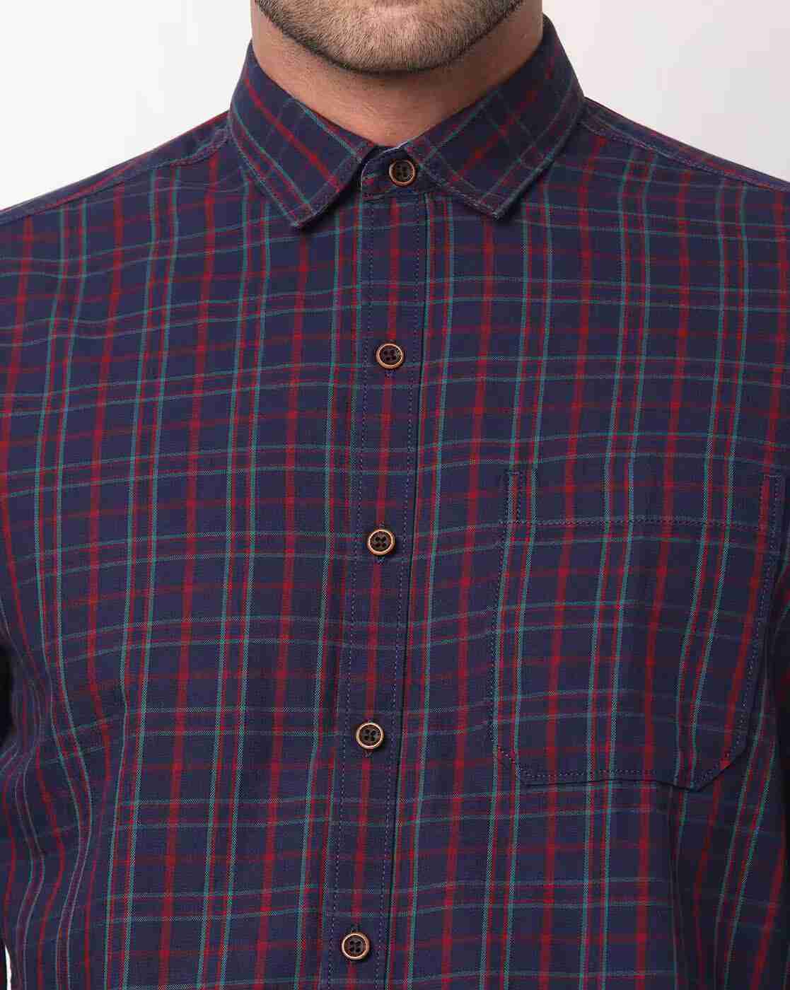 JOHN PLAYERS | Checked Slim Fit Shirt|2