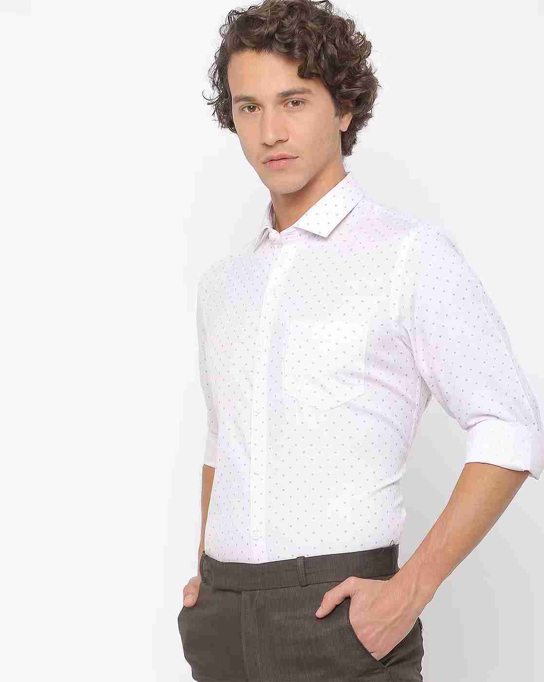 Micro Print Slim Fit Shirt with Patch Pocket
