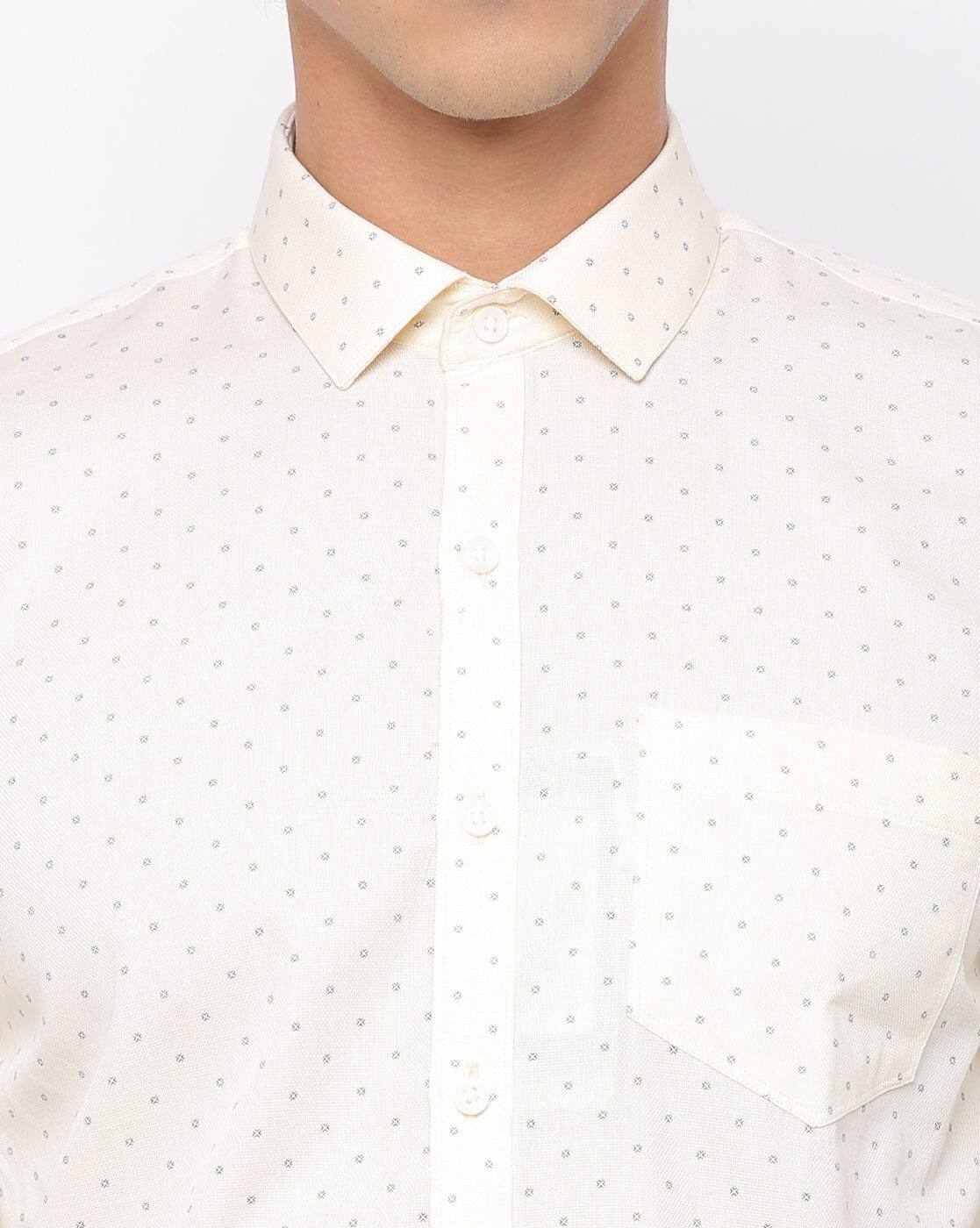 JOHN PLAYERS | Men Micro Print Slim Fit Shirt with Patch Pocket|2