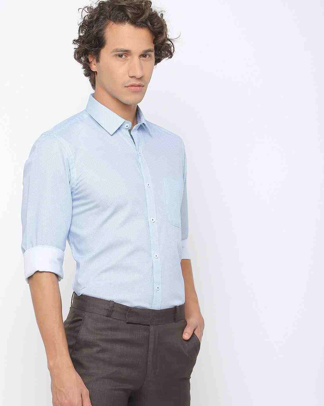 Textured Slim Fit Shirt with Patch Pocket