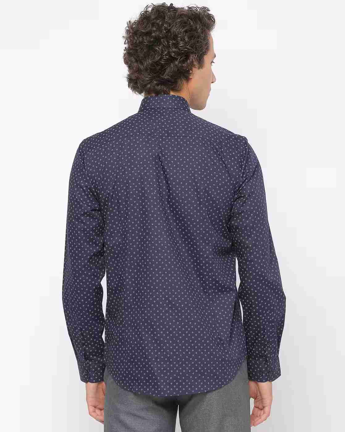 JOHN PLAYERS | Men Micro Print Slim Fit Shirt with Patch Pocket|1