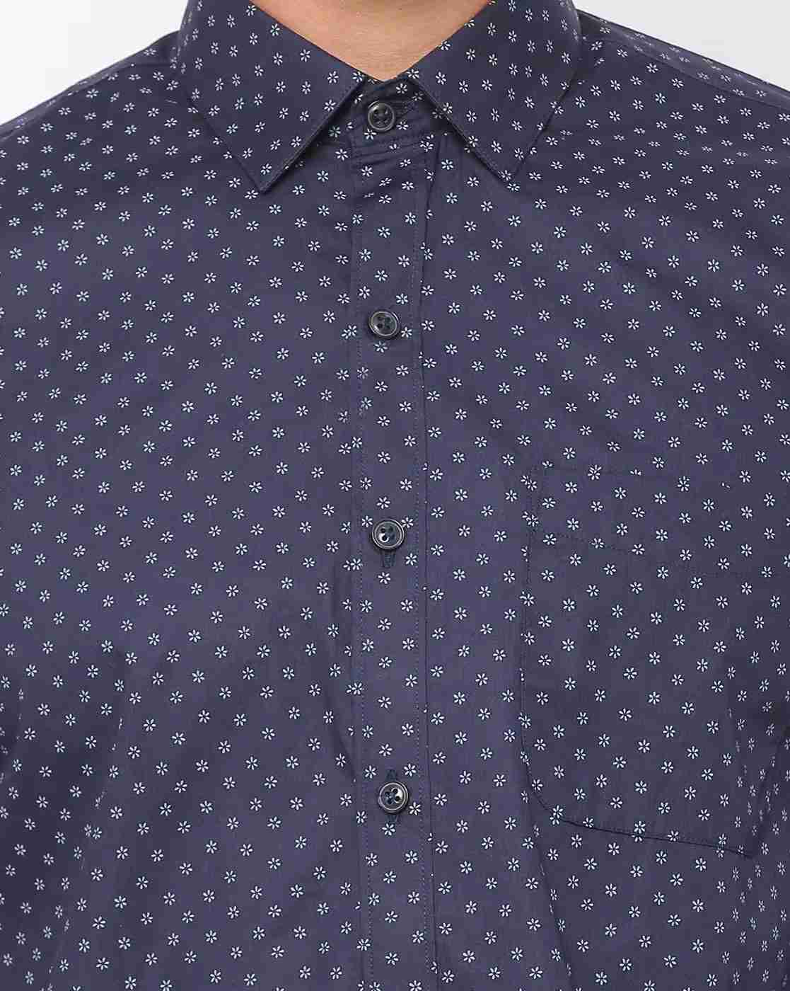 JOHN PLAYERS | Men Micro Print Slim Fit Shirt with Patch Pocket|2