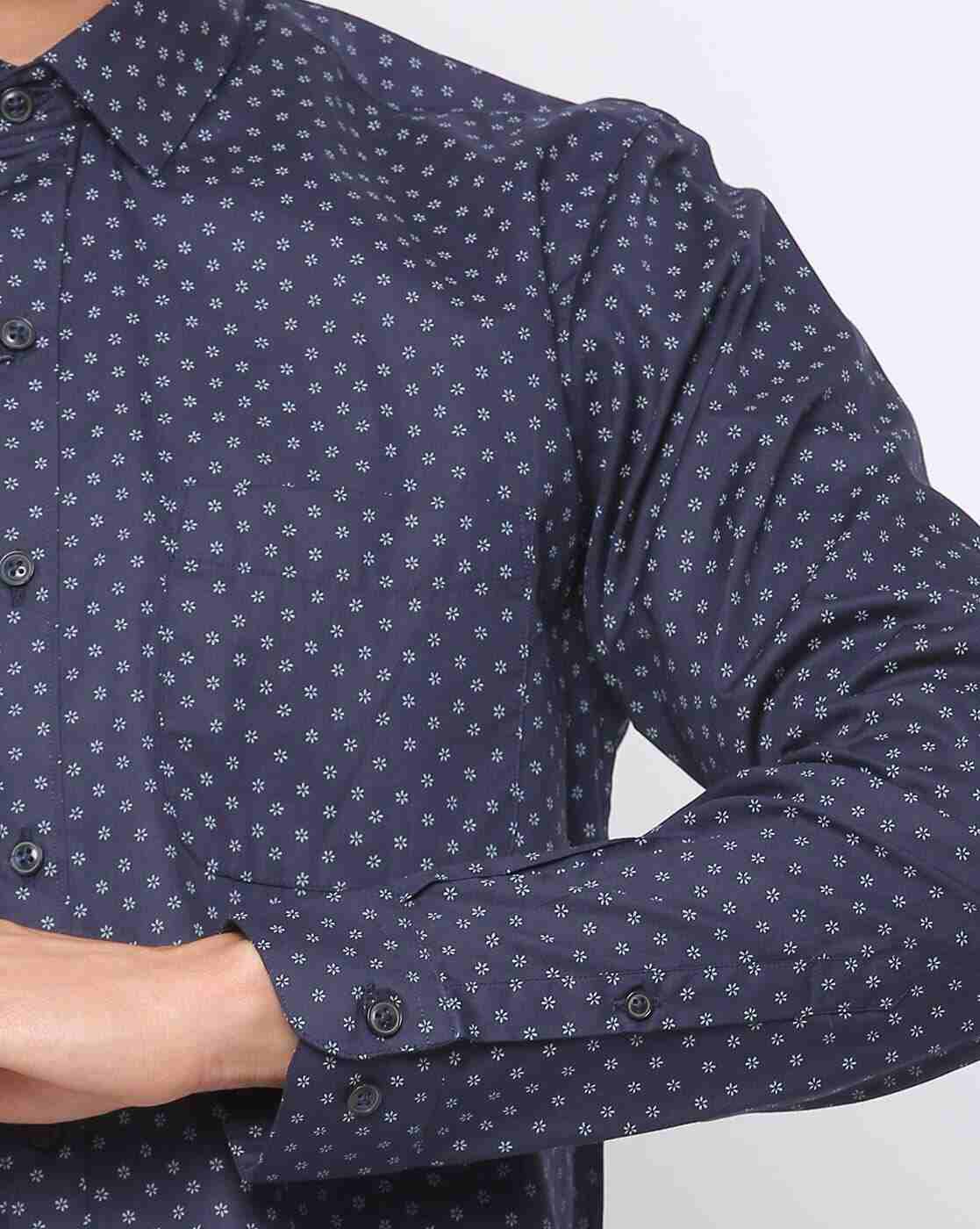 JOHN PLAYERS | Men Micro Print Slim Fit Shirt with Patch Pocket|3