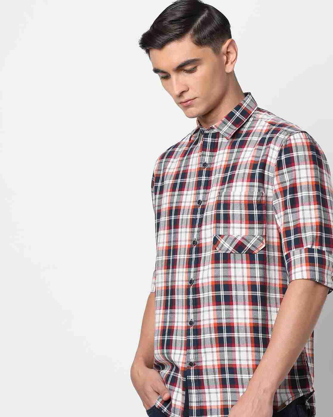JOHN PLAYERS | Checked Extra Slim Fit Shirt with Patch Pocket|0