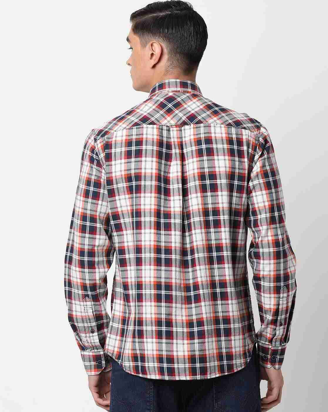 JOHN PLAYERS | Checked Extra Slim Fit Shirt with Patch Pocket|1
