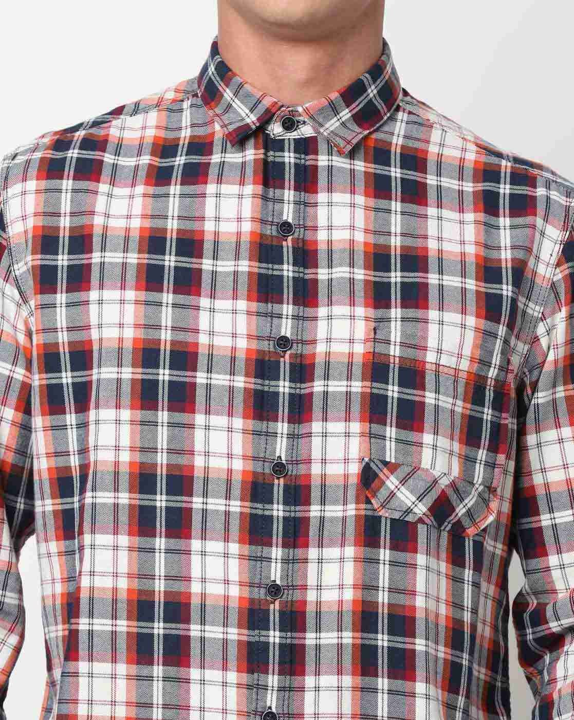 JOHN PLAYERS | Checked Extra Slim Fit Shirt with Patch Pocket|2