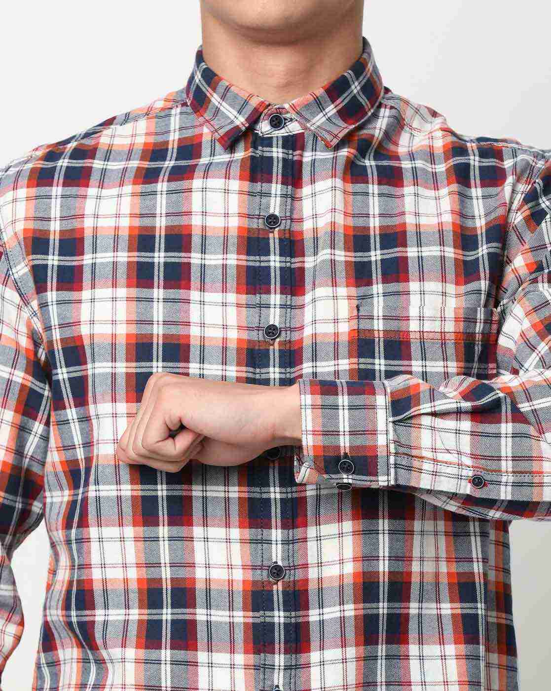 JOHN PLAYERS | Checked Extra Slim Fit Shirt with Patch Pocket|3