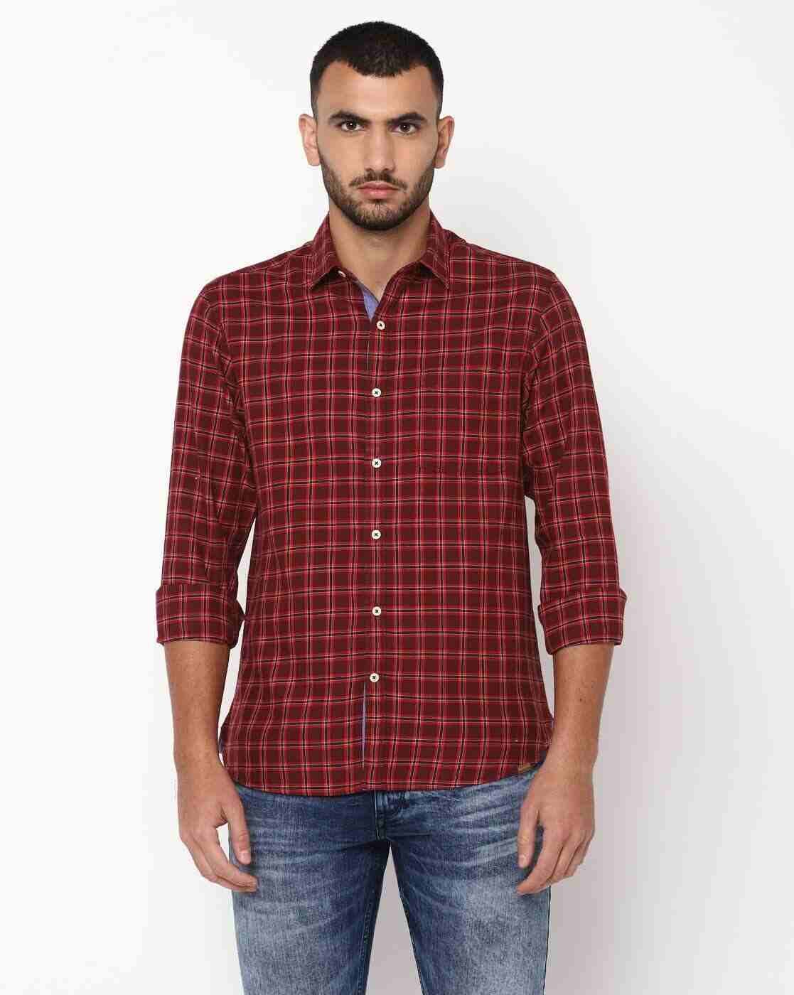 JOHN PLAYERS | Checked Extra Slim Fit Shirt with Patch Pocket|0