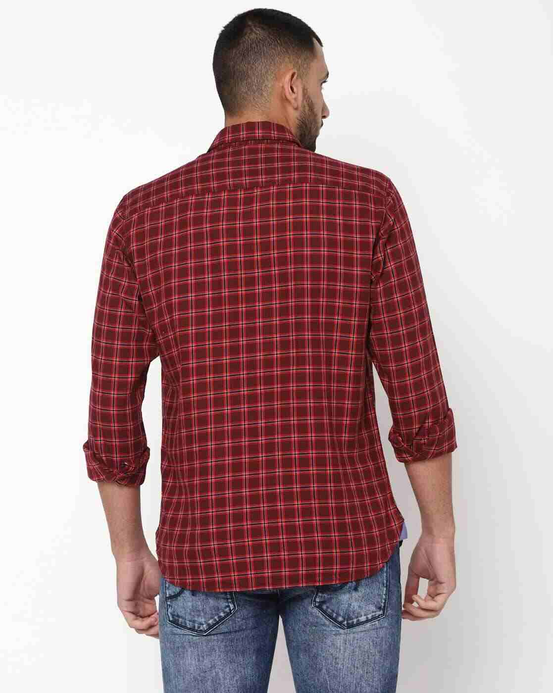JOHN PLAYERS | Checked Extra Slim Fit Shirt with Patch Pocket|1