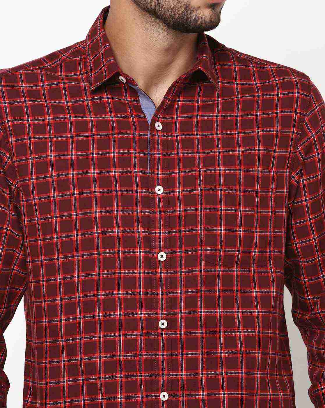JOHN PLAYERS | Checked Extra Slim Fit Shirt with Patch Pocket|2