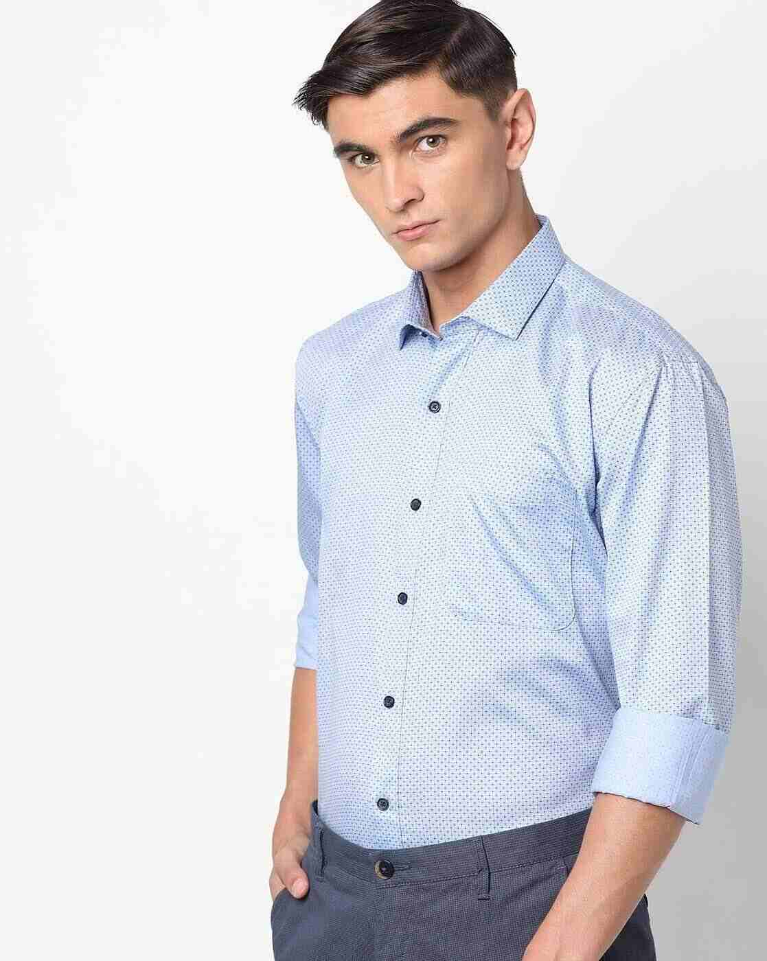 Textured Slim Fit Shirt with Patch Pocket