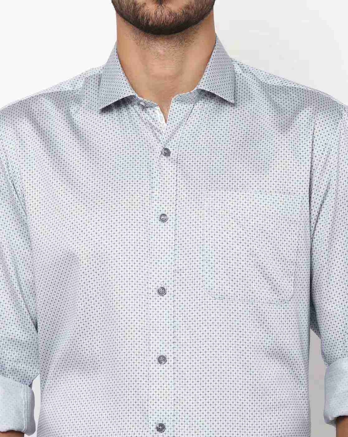 JOHN PLAYERS | Men Textured Slim Fit Shirt with Patch Pocket|2