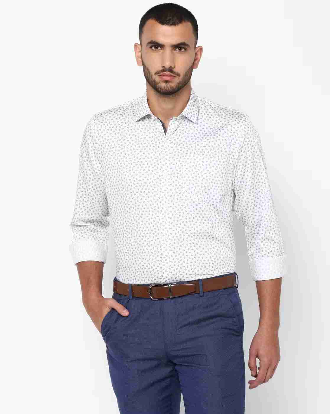 JOHN PLAYERS | Men Micro Print Slim Fit Cotton Shirt|0