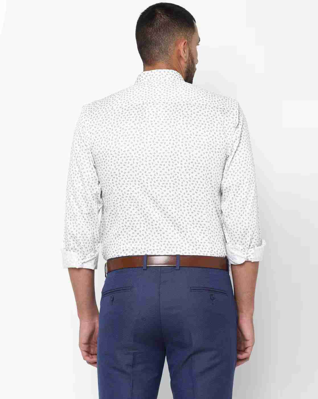 JOHN PLAYERS | Men Micro Print Slim Fit Cotton Shirt|1