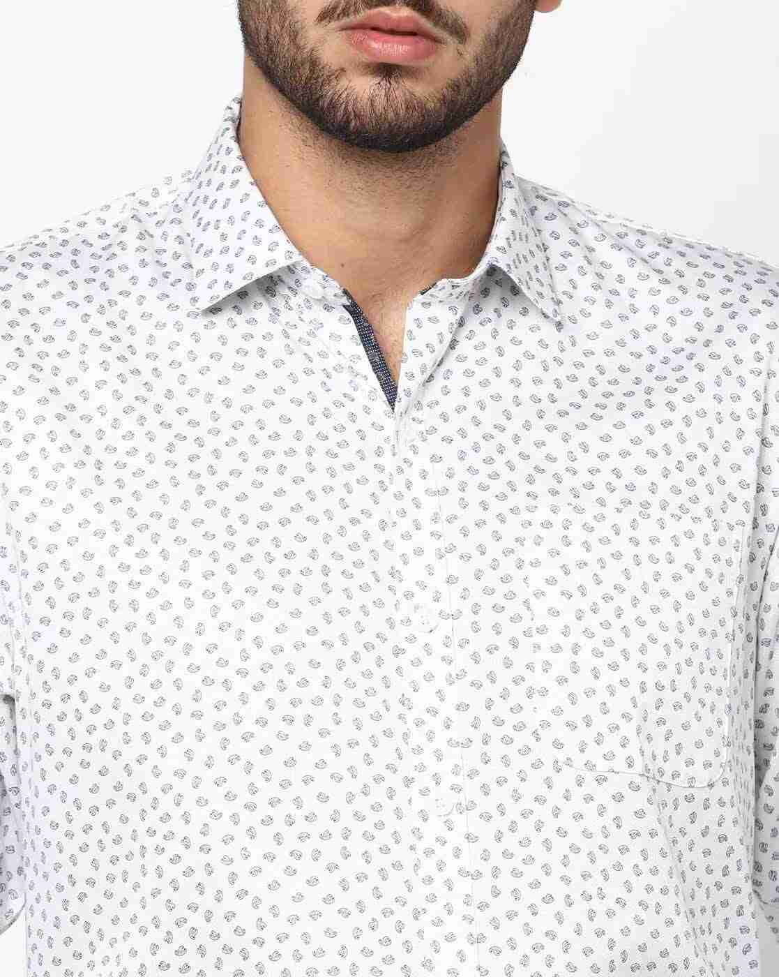JOHN PLAYERS | Men Micro Print Slim Fit Cotton Shirt|2