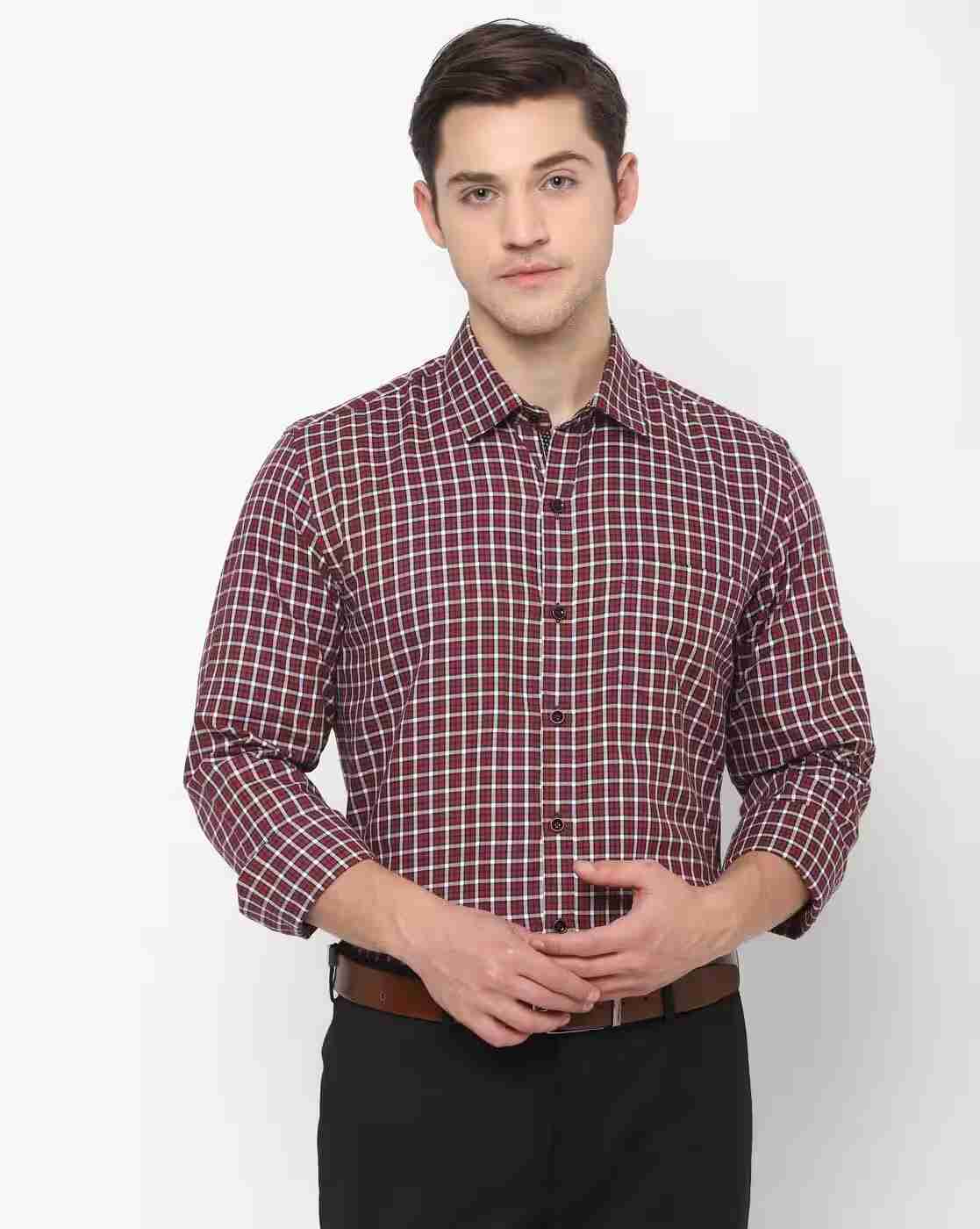 JOHN PLAYERS | Checked Slim Fit Cotton Shirt|0