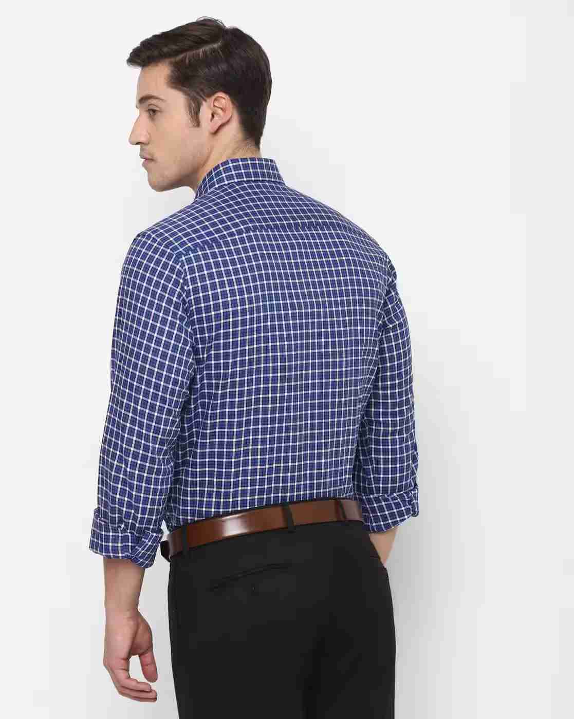 JOHN PLAYERS | Men Checked Slim Fit Cotton Shirt|1